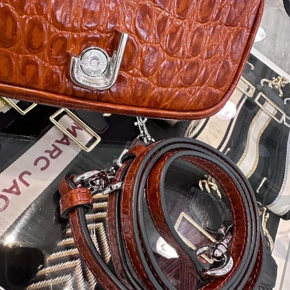 NWT! New Marc Jacobs J Marc Mini Shoulder Bag -Croc-embossed Leather Cognac 3way